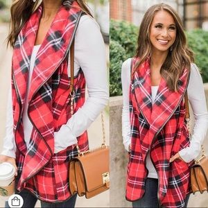 Pink Lily Boutique red plaid vest